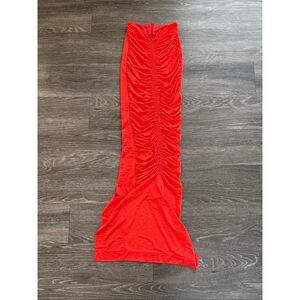 NWOT Miscreants London x Revolve Red Ruched Fitted Maxi Skirt Size US 2 / UK 6